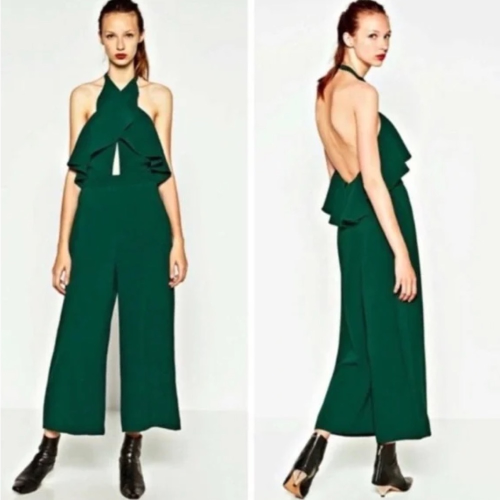 Zara emerald green backless jumpsuit